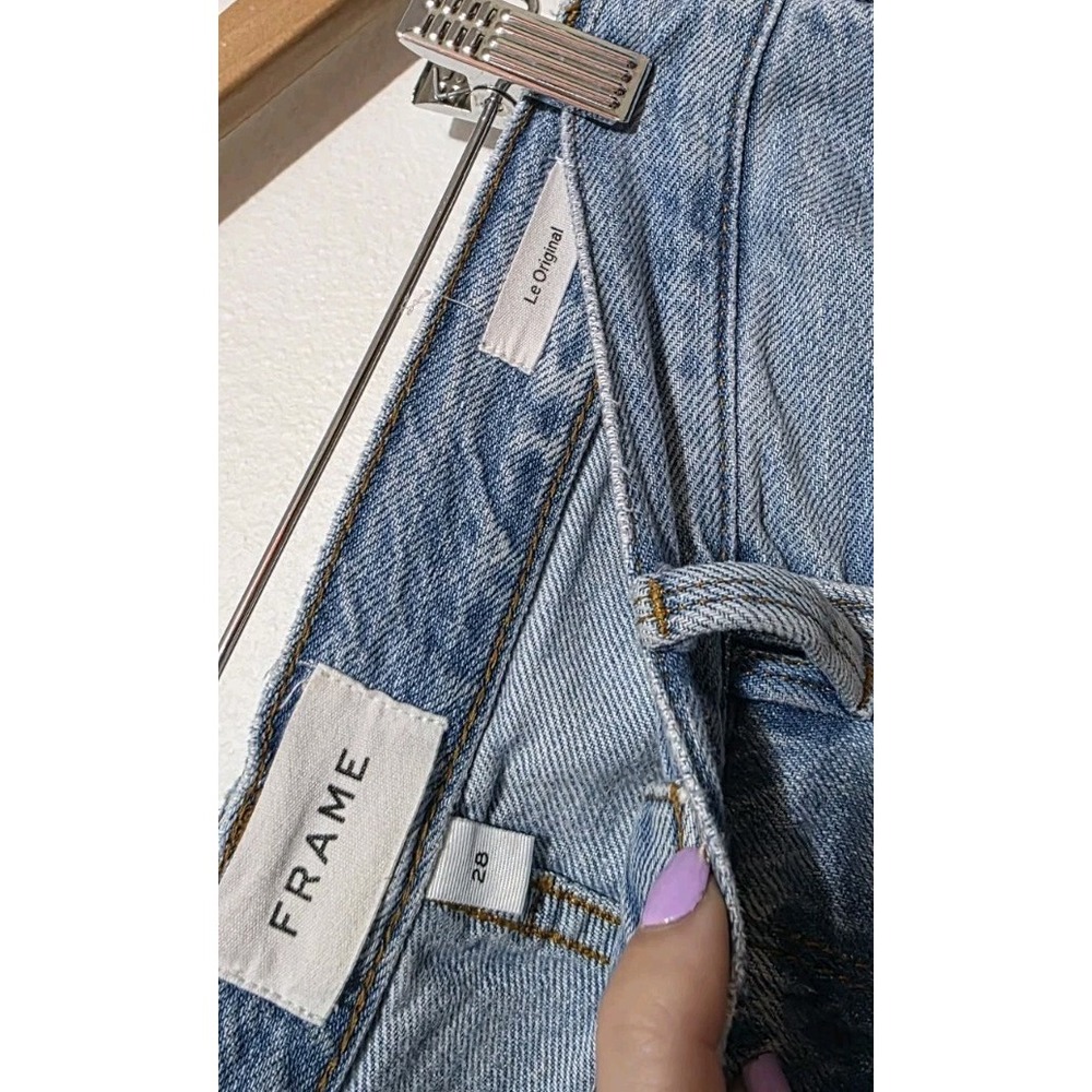 Frame Denim 28 Le Original Blue‎ High Waisted Distressed Tapered Leg Jeans Crop - Picture 4 of 8